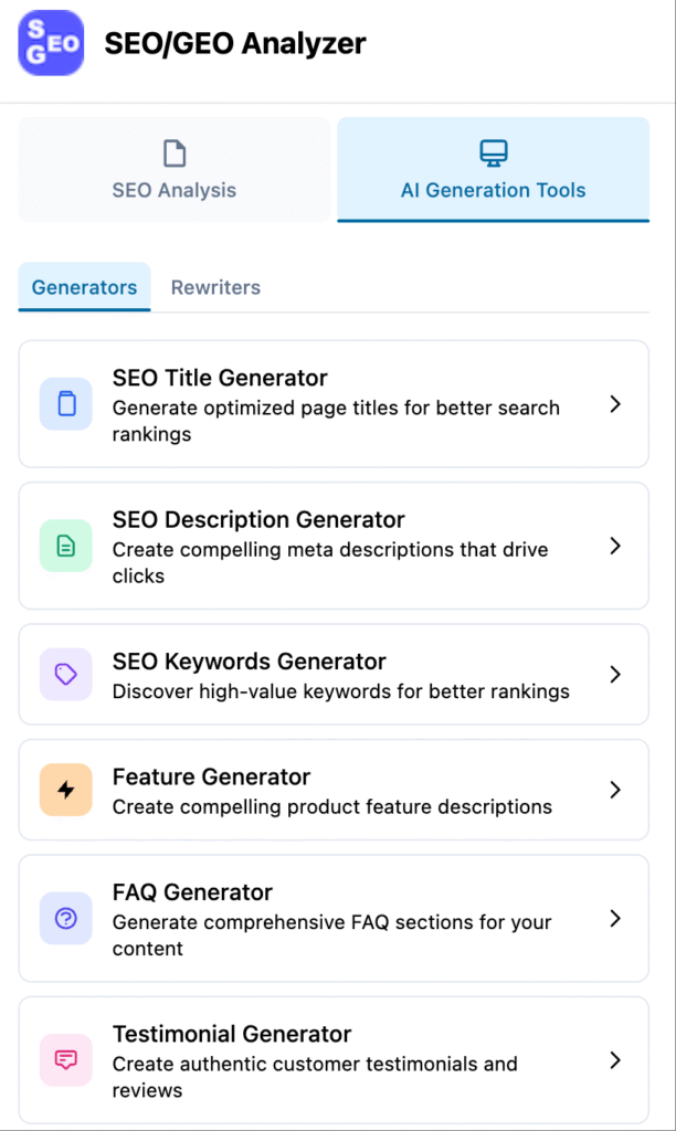 AI-Powered Content Generation Tools Interface